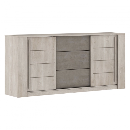 Komoda 2 dveře + 3 zásuvky ANTIBES dub/béžový beton