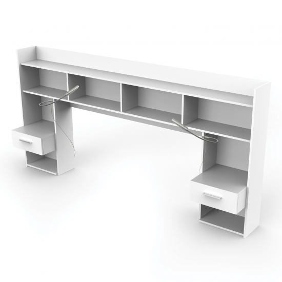 Knihovna k posteli CHICAGO perleťově bílá