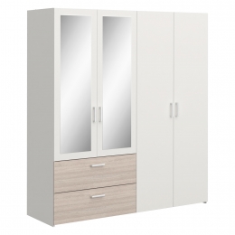 Skříň 4dveřová READY dub/perleťově bílá