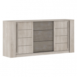 Komoda 2 dveře + 3 zásuvky ANTIBES dub/béžový beton